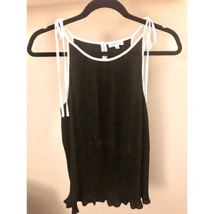 Olivia Grey Accordion Fixed Shoulder Tie Top